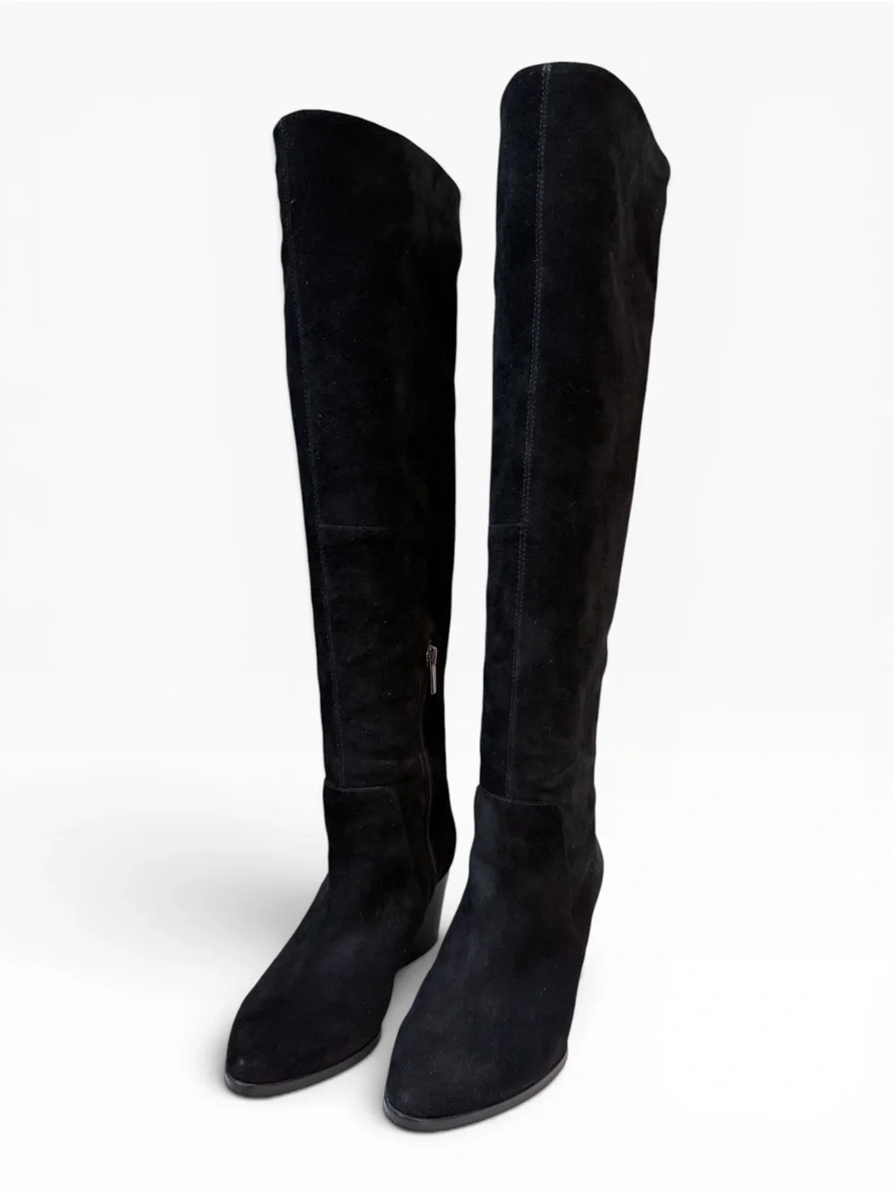 Vince Camuto Nestel Knee High Suede Heeled Boots Black Size 7